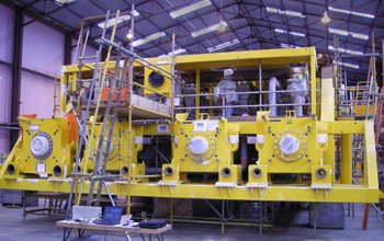 Subsea production manifold during construction